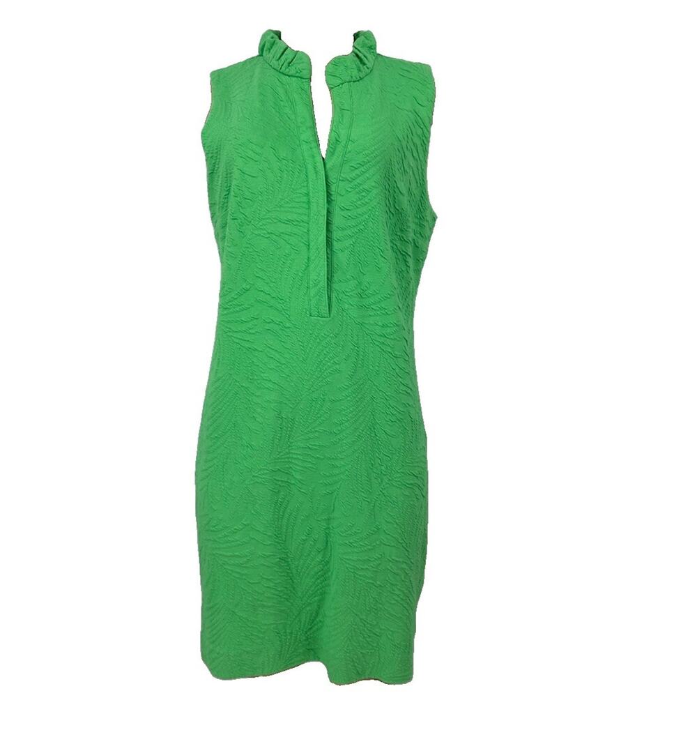 Lilly Pulitzer Bright Green Sleeveless Ruffle Neck Shift Dress
